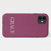 Modern Mauve Berry Personalized Name Custom Case-Mate iPhone Hülle (Rückseite (Horizontal))