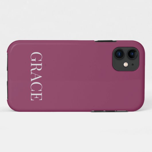 Modern Mauve Berry Personalized Name Custom Case-Mate iPhone Hülle (Rückseite (Horizontal))