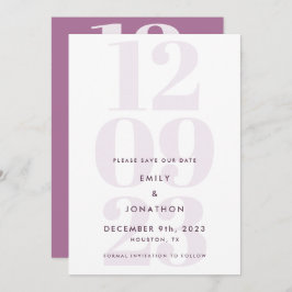 Modern Mauve Date Typografie Save The Date