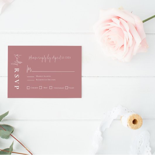 Modern Mauve Elegant Wedding RSVP Card