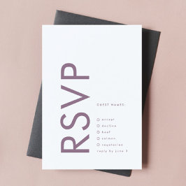 Modern Mauve Lila Lilac NAMES Simple Wedding RSVP Karte