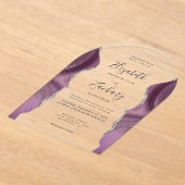 Modern Mauve Silver Agate Wedding Arch Acryleinladungen (Ablage )