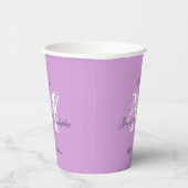 Modern Mauve Wedding Monogram + Names Chic Niedlic Pappbecher (Rechts)