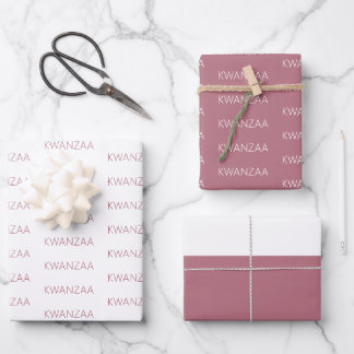 Modern mauvrosa und weiß Kwanzaa Geschenkpapier Set