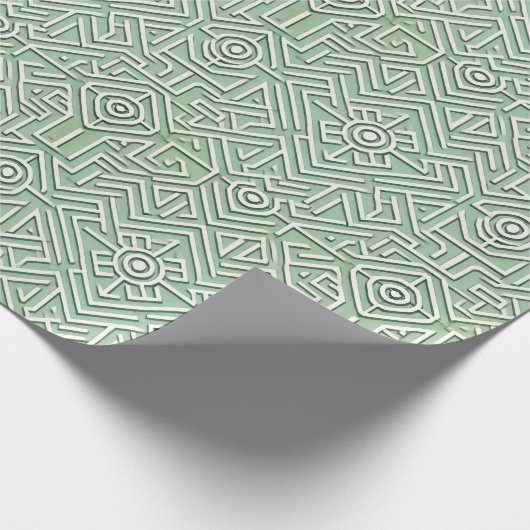 Modern Maze Sage Green Geschenkpapier (Ecke)