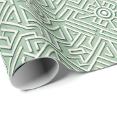 Modern Maze Sage Green Geschenkpapier (Rolleneckpunkt)