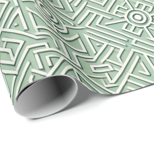 Modern Maze Sage Green Geschenkpapier (Rolleneckpunkt)