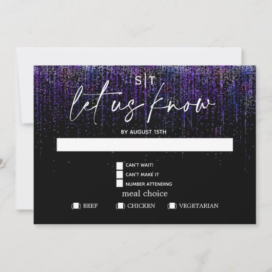 Modern Meal Choice UAWG Edgy Lila Glitzer Einladung (Vorderseite)