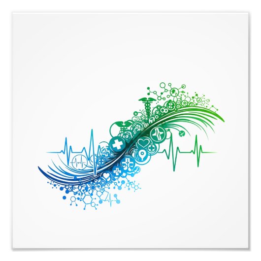 Modern Medical Abstract Heartbeat Design Fotodruck (Vorne)