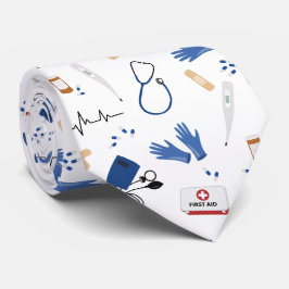 Modern Medical Doctor Nurse Pattern Krawatte