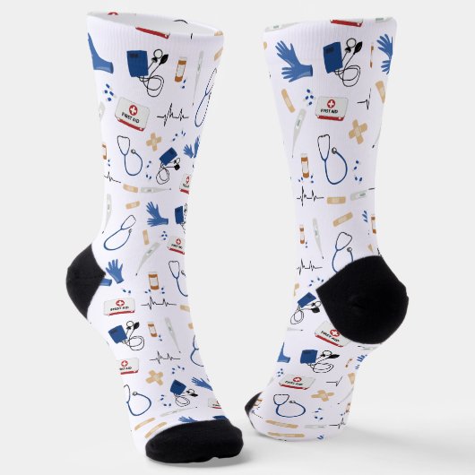 Modern Medical Doctor Nurse Pattern Socken (Gewinkelt)