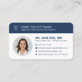 Modern Medical Doctor Photo Clinical Navy Blue Visitenkarte (Vorderseite)