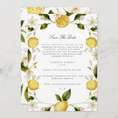 Modern Mediterrane Zitronenmelone Save the Date Ca Ankündigung (Vorne/Hinten)