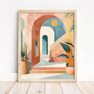 Modern Mediterranean Boho Arch Wall Art Print Poster