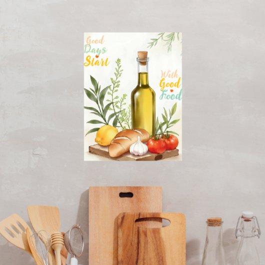 Modern Mediterranean Kitchen Poster