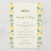 Modern Mediterranean Olive Lemon Elegant Wedding Menükarte (Vorderseite)