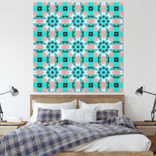 Modern Mediterranean Star Tile Pattern Accent Pill Leinwanddruck (Insitu (Schlafzimmer))