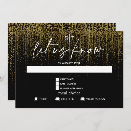 Modern Meetingauswahl UAWG Edgy Gold Glitzer Einladung (Vorne/Hinten)