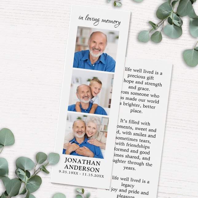 Modern Memorial 3 Picture Beerdigung Lesezeichen (Von Creator hochgeladen)