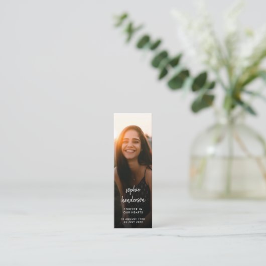 Modern Memorial Beerdigung Gedicht Mini Lesezeiche Mini Visitenkarte (Stehend Vorderseite)