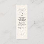 Modern Memorial Beerdigung Gedicht Mini Lesezeiche Visitenkarte (Rückseite)