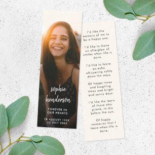 Modern Memorial Beerdigung Gedicht Mini Lesezeiche Visitenkarte