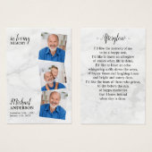 Modern Memorial Beerdigung Karte 3 Foto (Vorne & Hinten)