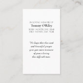 Modern Memorial Beerdigung Service Card Visitenkarte (Rückseite)