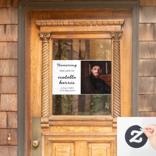 Modern Memorial Celebration of Life Design Fensteraufkleber (Haustür)