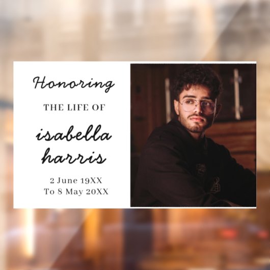 Modern Memorial Celebration of Life Design Fensteraufkleber (Blatt 2)