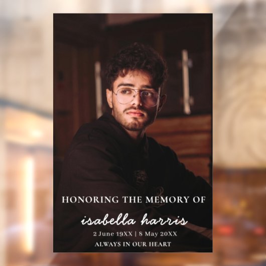 Modern Memorial Celebration of Life Design Fensteraufkleber (Blatt 2)