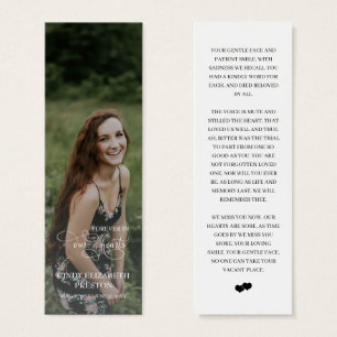 Modern Memorial Foto Funeral Poem Bookmark