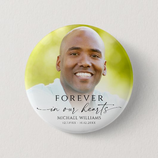 Modern Memorial Funeral Photo Keepsake Button (Vorderseite)