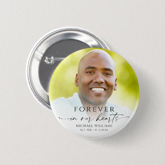 Modern Memorial Funeral Photo Keepsake Button (Vorne & Hinten)