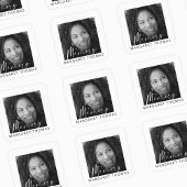 Modern Memorial Photo Funeral Quadratischer Aufkleber