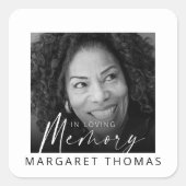 Modern Memorial Photo Funeral Quadratischer Aufkleber (Vorderseite)