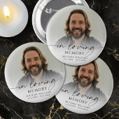 Modern Memorial Photo In Loving Memory Keepsake Button