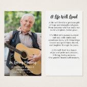 Modern Memorial Simple Foto Beerdigungskarten (Vorne & Hinten)