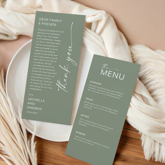 Modern Menu Card and Thank you Message Einladung