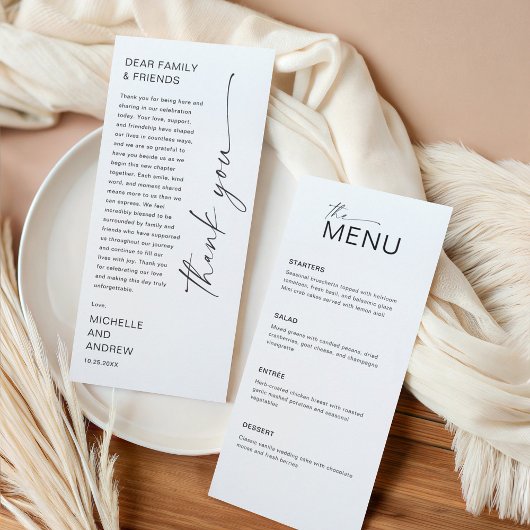 Modern Menu Card and Thank you Message Einladung