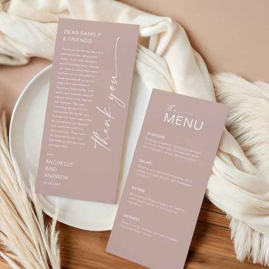 Modern Menu Card and Thank you Message Einladung