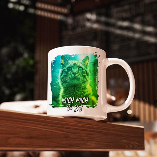 Modern Meow Frame – Personalized Cat Name Photo Kaffeetasse