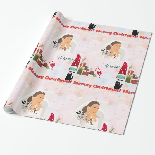 Modern Meowa Weihnachts Custom Foto Wrapping Paper Geschenkpapier (Ungerollt)