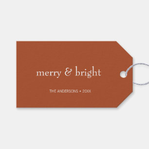 Modern Meran & Bright Terracotta Weihnachtsfeierta Geschenkanhänger