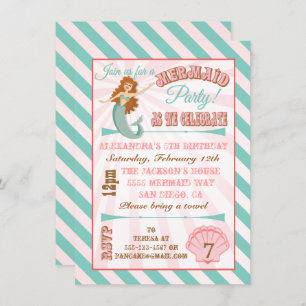 Modern Mermaid Birthday Party Einladung