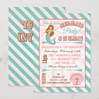 Modern Mermaid Birthday Party Einladung