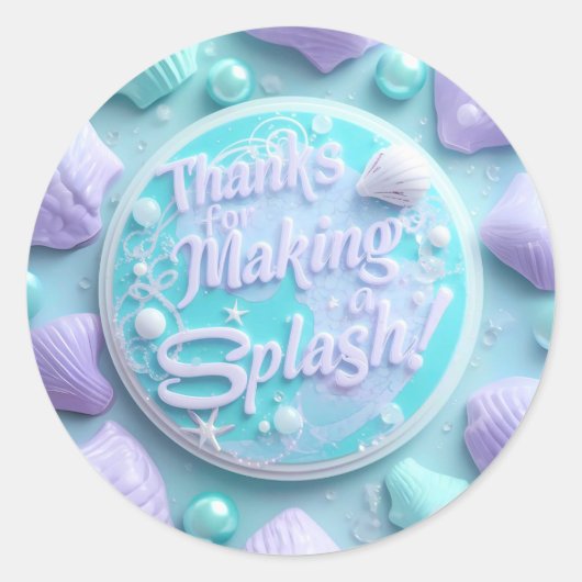 Modern Mermaid Birthday Stickers - Danke für Maki (Vorderseite)
