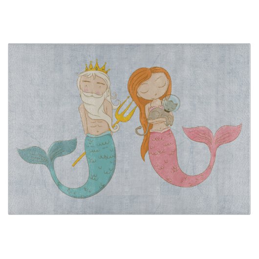 Modern Mermaid Couple Schneidebrett (Vorderseite)