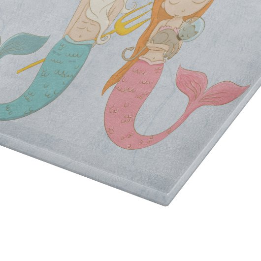 Modern Mermaid Couple Schneidebrett (Ecke)