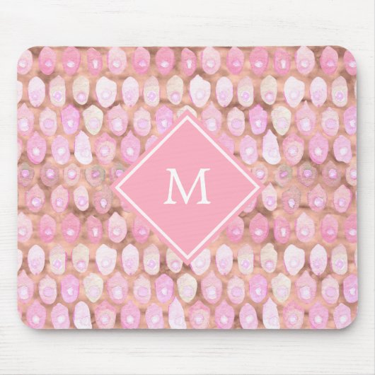 Modern Mermaid| Glam Pink mit Monogramm Mousepad (Vorne)